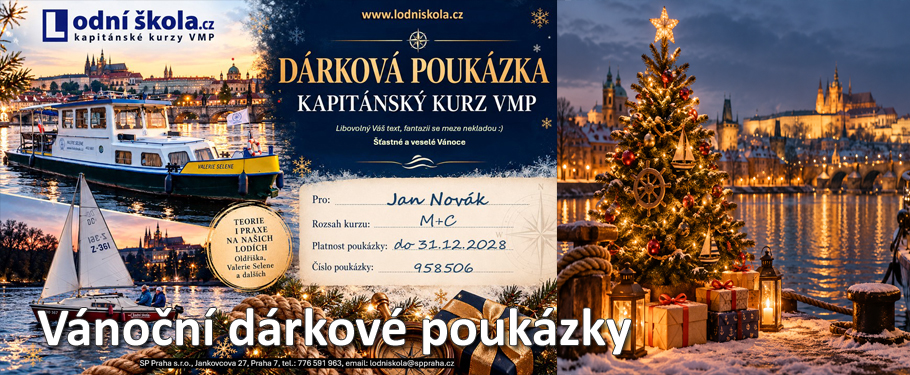 Originální dárek na celý život: řidičák na loď. Dárkové poukázky na kapitánské kurzy již od 3000,- Kč